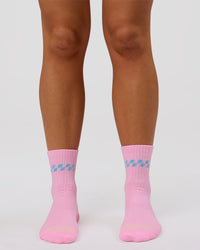 Studio image of Stay in Motion Quarter Socks - Pink Rose-Open Air | Thumbnail Index: 5