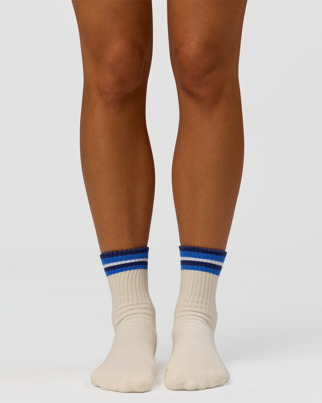 Studio image of Stripe Crew Sock - Off White-Nightshadow - view 4