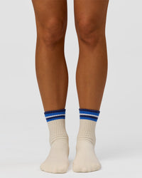 Studio image of Stripe Crew Sock - Off White-Nightshadow | Thumbnail Index: 3