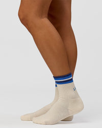 Studio image of Stripe Crew Sock - Off White-Nightshadow | Thumbnail Index: 4