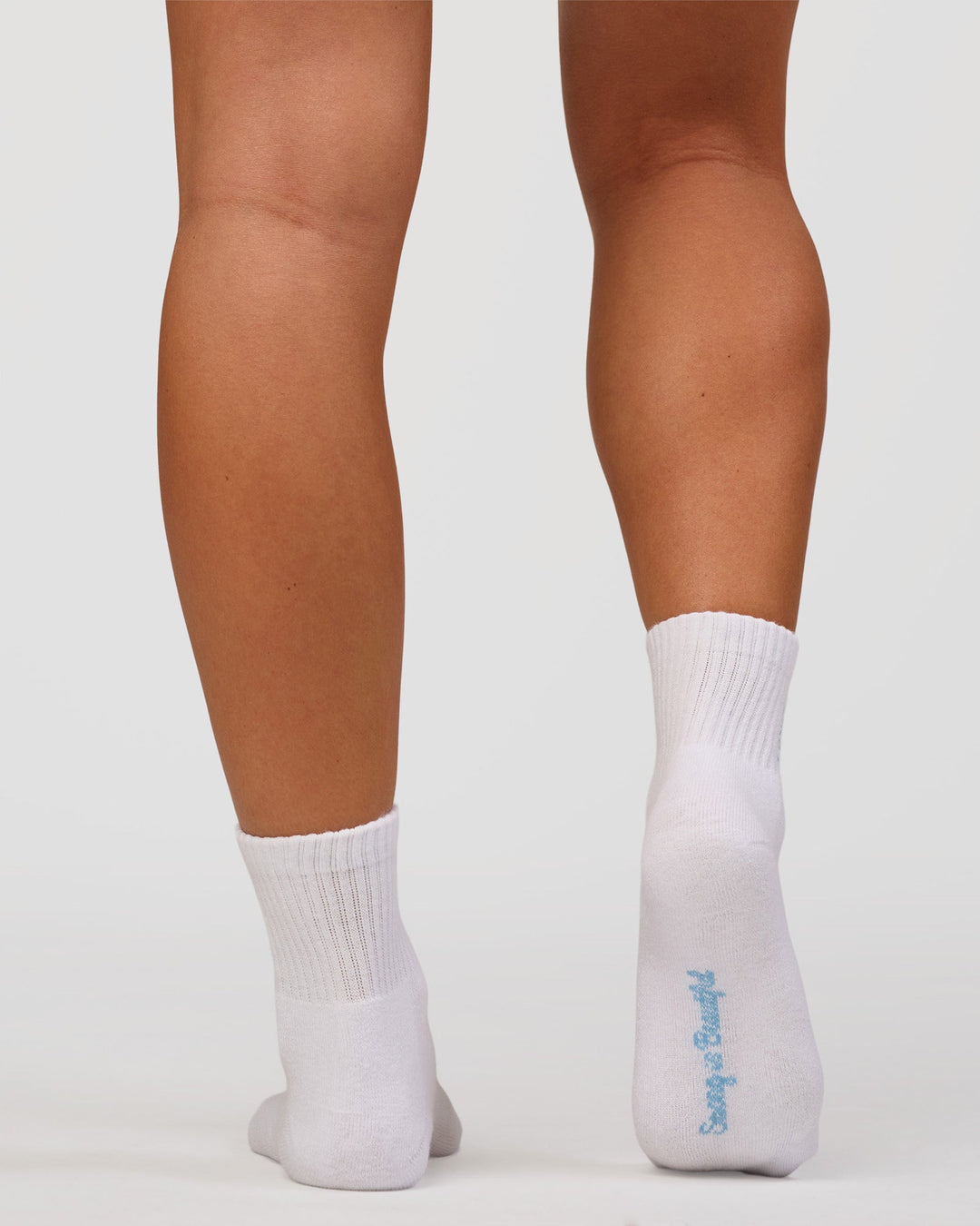 Studio image of Strong is Beautiful Quarter Socks - White-Open Air - view 3