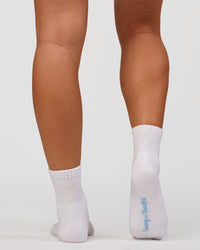 Studio image of Strong is Beautiful Quarter Socks - White-Open Air | Thumbnail Index: 2