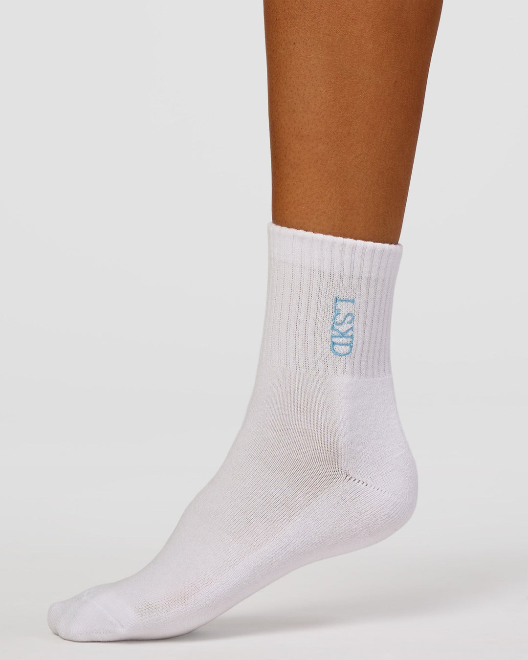 Studio image of Strong is Beautiful Quarter Socks - White-Open Air - view 5
