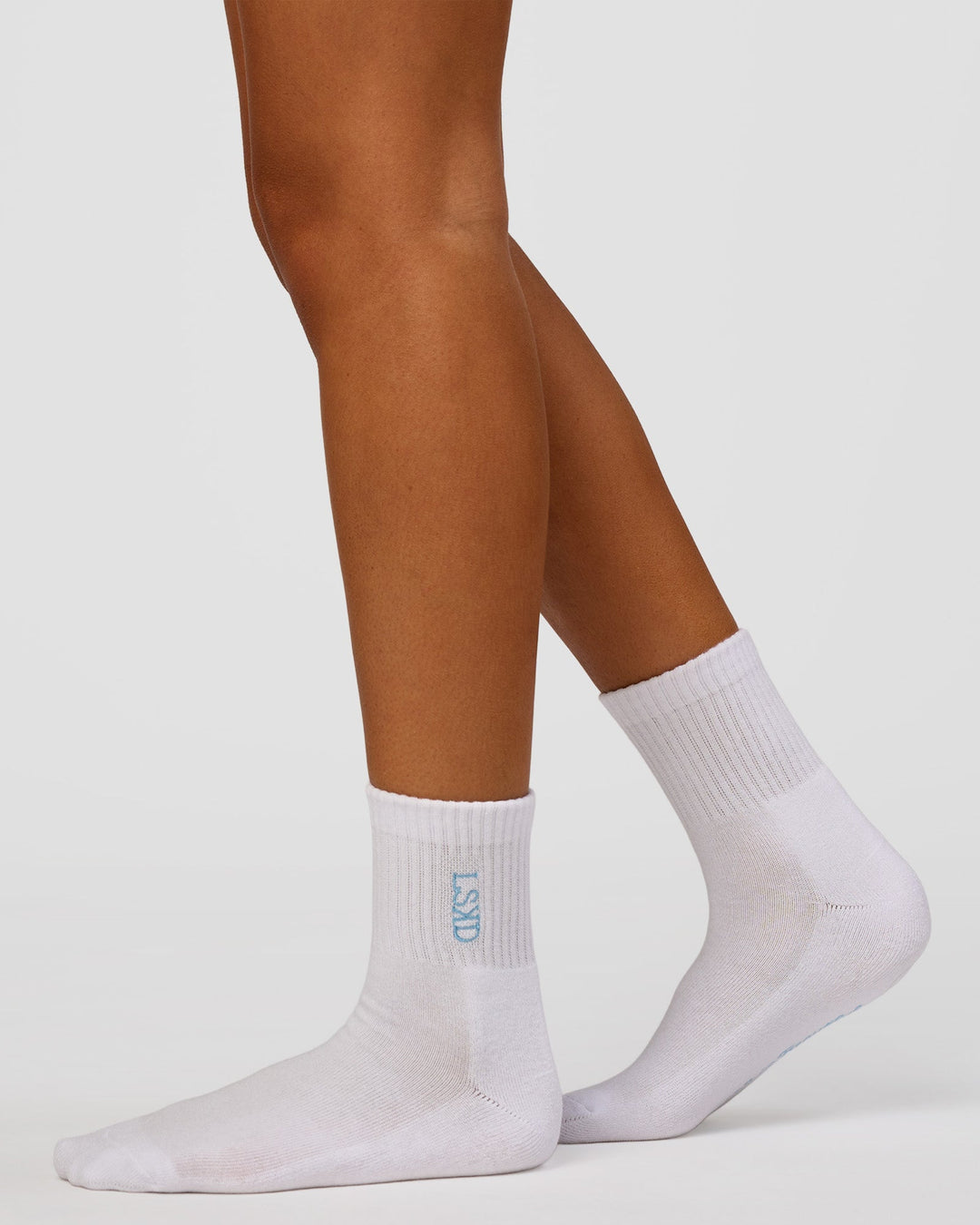 Studio image of Strong is Beautiful Quarter Socks - White-Open Air - view 6
