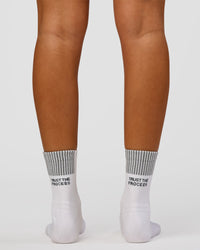 Studio image of Aero Performance Crew Socks - White-Reflective