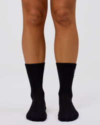 Studio image of The New Standard Crew Socks 3 Pack - Off White-White-Black | Thumbnail Index: 14