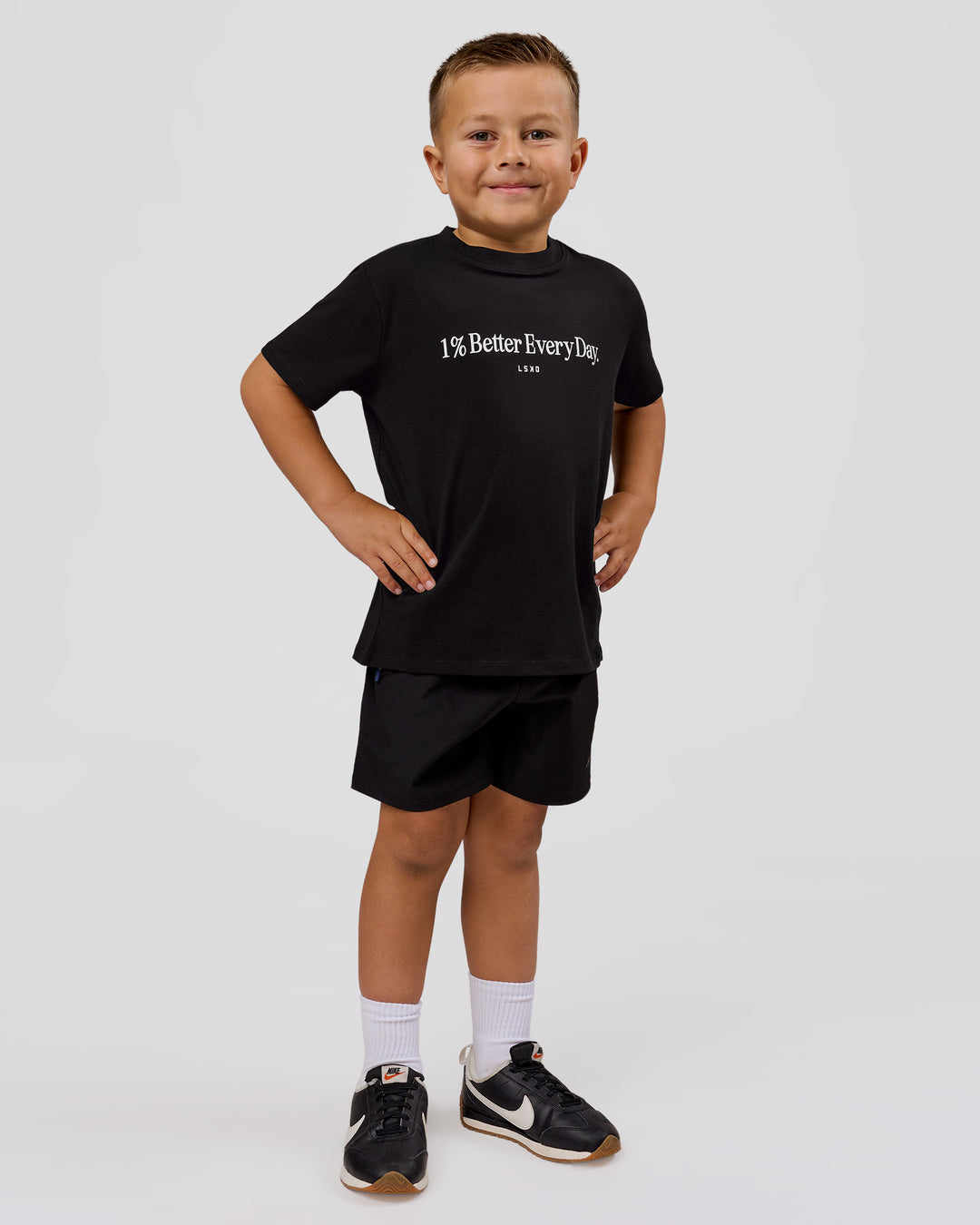 Studio image of VS6 1% Better Kids FLXCotton Tee - Black-White - view 6