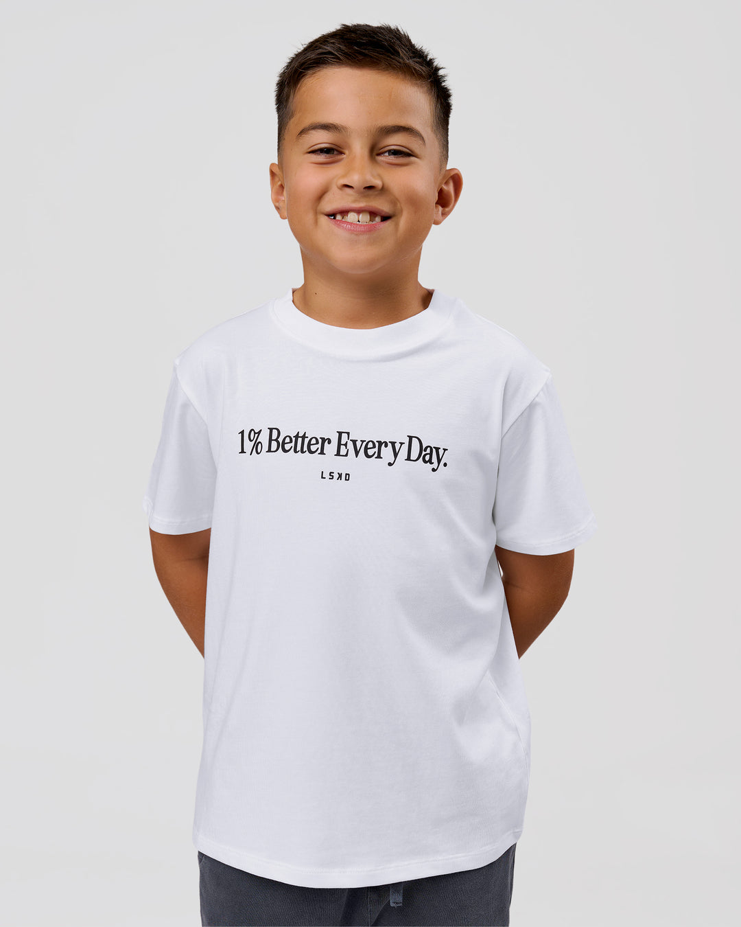 Studio image of VS6 1% Better Kids FLXCotton Tee - White-Black - view 1