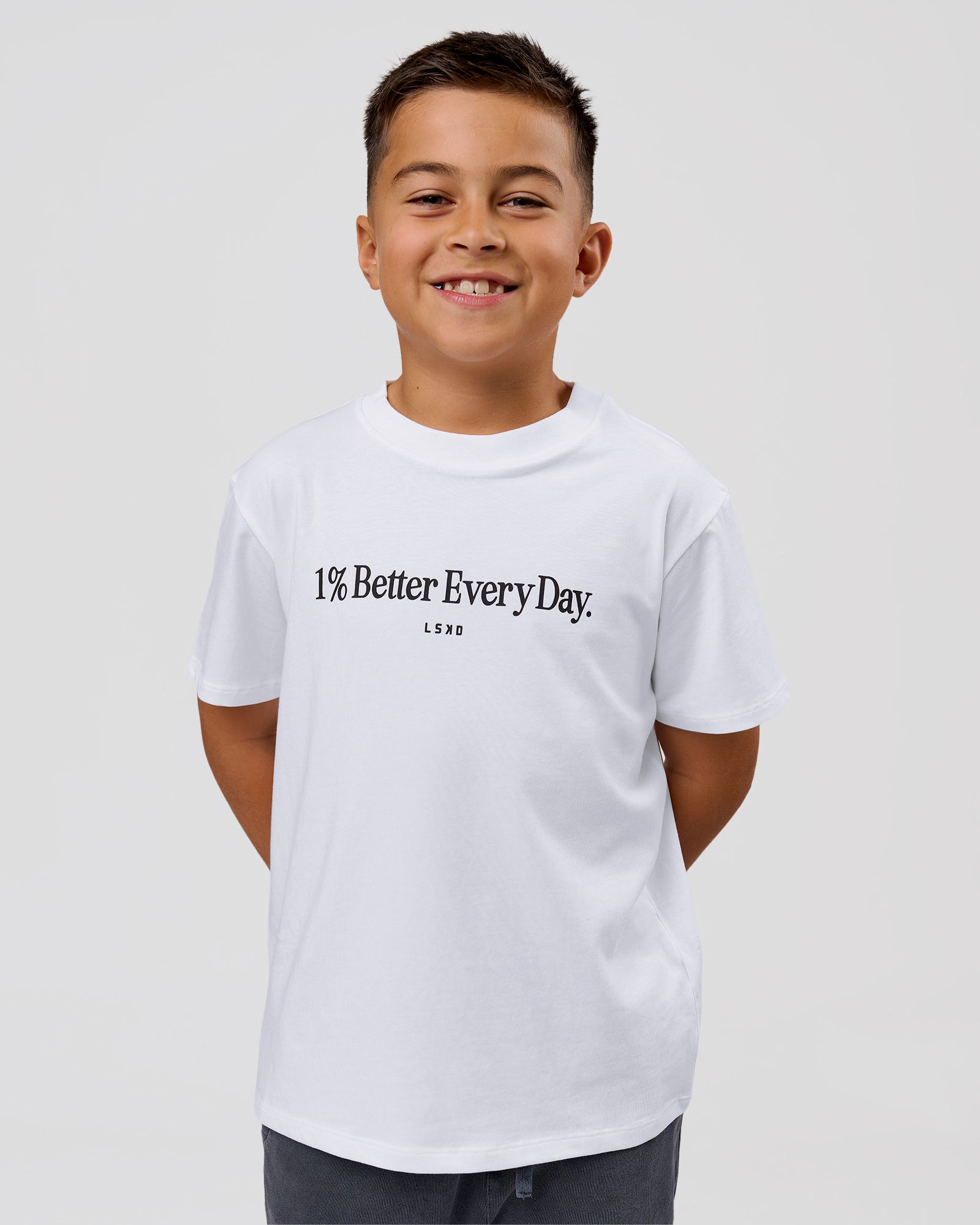 Studio image of VS6 1% Better Kids FLXCotton Tee - White-Black