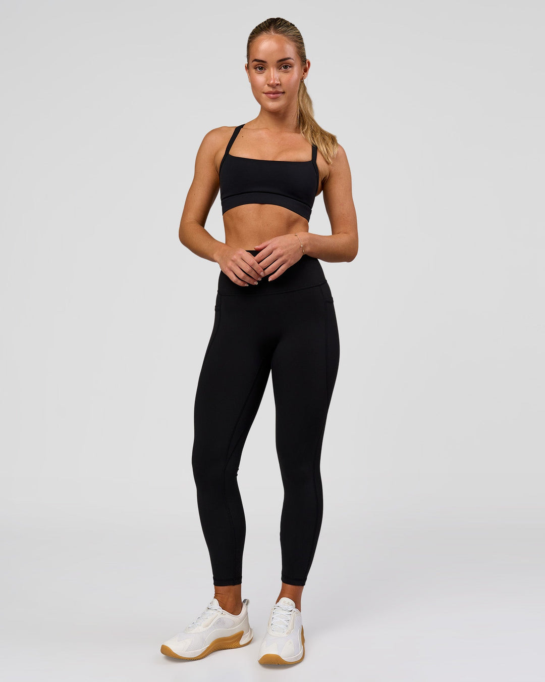 Woman wearing Fusion O.G Ultra High-Rise 7/8 Legging Pockets - Black | Model:Xs | Size:ISSY - view 2