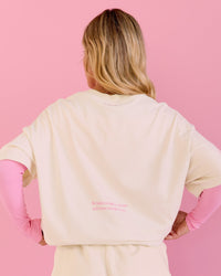 Woman wearing Bree Heavyweight Oversized Tee - Vanilla Bean | Model:Bree | Size:M | Thumbnail Index: 8