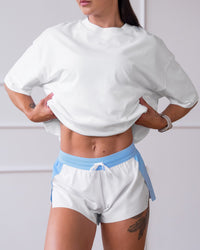 Woman wearing Strong is Beautiful Heavyweight Oversized Tee - White | Model:Charlotte | Size:M | Thumbnail Index: 10