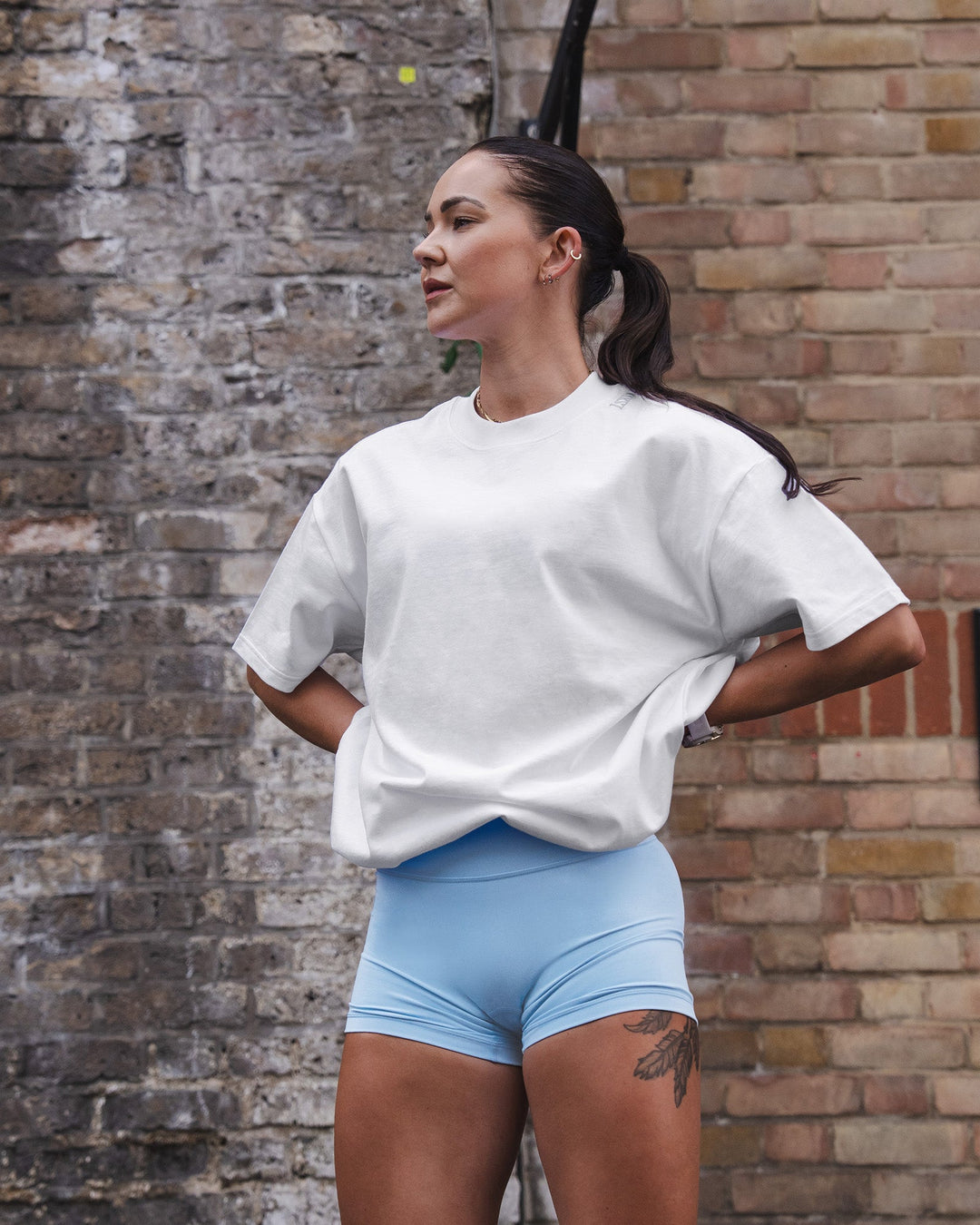 Woman wearing Strong is Beautiful Heavyweight Oversized Tee - White | Model:Charlotte | Size:M - view 15