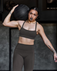 Woman wearing Fusion Ultra High-Rise Full Length Legging Pockets - Onyx | Model:Terai | Size:M | Thumbnail Index: 8