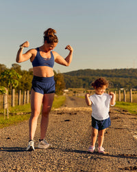 Woman wearing Unstoppable Racerback Sports Bra - Future Navy | Model:Tia | Size:M | Thumbnail Index: 13