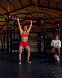 Woman wearing Unstoppable Racerback Sports Bra - Scarlet | Model:Tia | Size:M | Thumbnail Index: 14