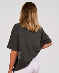 Woman wearing Block Heavyweight Oversized Tee  - Onyx-Alloy | Model:Amity | Size:S | Thumbnail Index: 5