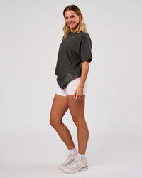 Woman wearing Block Heavyweight Oversized Tee  - Onyx-Alloy | Model:Amity | Size:S | Thumbnail Index: 9