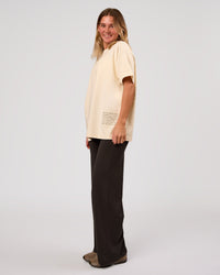 Woman wearing Block Heavyweight Oversized Tee  - Vanilla Bean | Model:Amity | Size:S | Thumbnail Index: 11