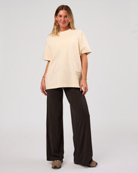 Woman wearing Block Heavyweight Oversized Tee  - Vanilla Bean | Model:Amity | Size:S | Thumbnail Index: 13