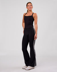 Woman wearing Flame Ribbed Regular Length Tank - Black | Model: Amity | Size: S | Thumbnail Index: 4