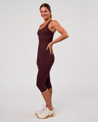 Woman wearing Flow Rep Scoop Neck Tank - Cherry Lacquer | Model:Amity | Size:S | Thumbnail Index: 3