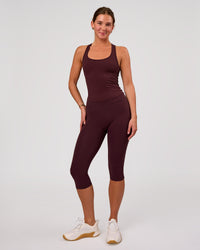 Woman wearing Flow Rep Scoop Neck Tank - Cherry Lacquer | Model:Amity | Size:S | Thumbnail Index: 4