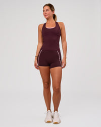 Woman wearing Flow Rep Scoop Neck Tank - Cherry Lacquer | Model:Amity | Size:S | Thumbnail Index: 9
