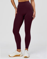 Woman wearing O.G. Fusion Ultra High-Rise Full Length Legging Pockets - Cherry Lacquer | Model:Amity | Size:S | Thumbnail Index: 1