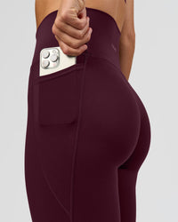 Woman wearing O.G. Fusion Ultra High-Rise Full Length Legging Pockets - Cherry Lacquer | Model:Amity | Size:S | Thumbnail Index: 6