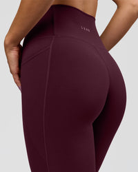 Woman wearing O.G. Fusion Ultra High-Rise Full Length Legging Pockets - Cherry Lacquer | Model:Amity | Size:S | Thumbnail Index: 8