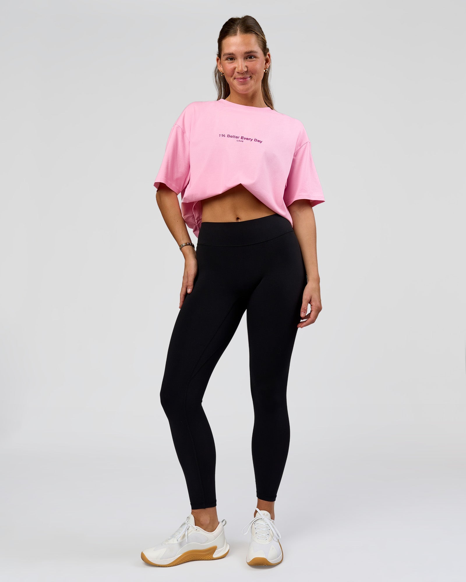Woman wearing RXD Mid-Rise Full Length Legging - Black | Model:Amity | Size:S