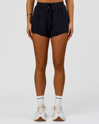 Woman wearing Accelerate 3" High-Rise Running Short - Black | Model:Bianca | Size:S | Thumbnail Index: 10