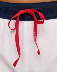 Woman wearing Accelerate 3" Mid-Rise Running Short - White-Future Navy | Model:Bianca | Size:S | Thumbnail Index: 13