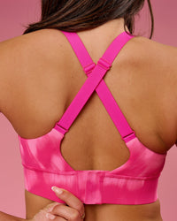 Woman wearing Accelerate Sports Bra - Radiant Pink | Model:Bianca | Size:S | Thumbnail Index: 2