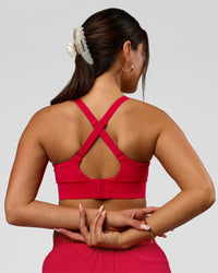 Woman wearing Accelerate Sports Bra - Scarlet | Model:Bianca | Size:S