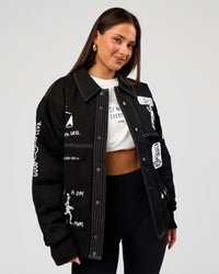 Woman wearing Andrew J. Steel x LSKD Bomber Jacket - Black | Model:Bianca | Size:S | Thumbnail Index: 5