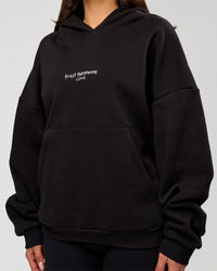 Woman wearing Andrew J. Steel x LSKD Boxy Hoodie - Black | Model:Bianca | Size:S | Thumbnail Index: 5