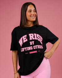 Woman wearing BCAM FLXCotton Graphic Oversized Tee - Black | Model:Bianca | Size:S | Thumbnail Index: 2