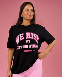 Woman wearing BCAM FLXCotton Graphic Oversized Tee - Black | Model:Bianca | Size:S | Thumbnail Index: 8