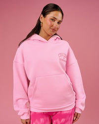 Woman wearing BCAM Heavyweight Boxy Hoodie - Pink Rose | Model:Bianca | Size:S | Thumbnail Index: 9