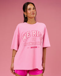 Woman wearing BCAM Heavyweight FLXCotton Graphic Boxed Tee - Pink Rose | Model:Bianca | Size:S | Thumbnail Index: 9