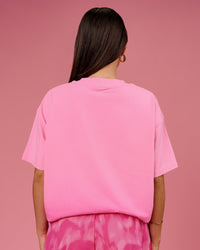 Woman wearing BCAM Ombre Heavyweight FLXCotton Oversized Tee  - Pink Rose-Ultra Pink | Model:Bianca | Size:S | Thumbnail Index: 5