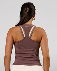 Woman wearing Flow Rep Scoop Neck Tank - Cocoa Powder | Model:Bianca | Size:S | Thumbnail Index: 2