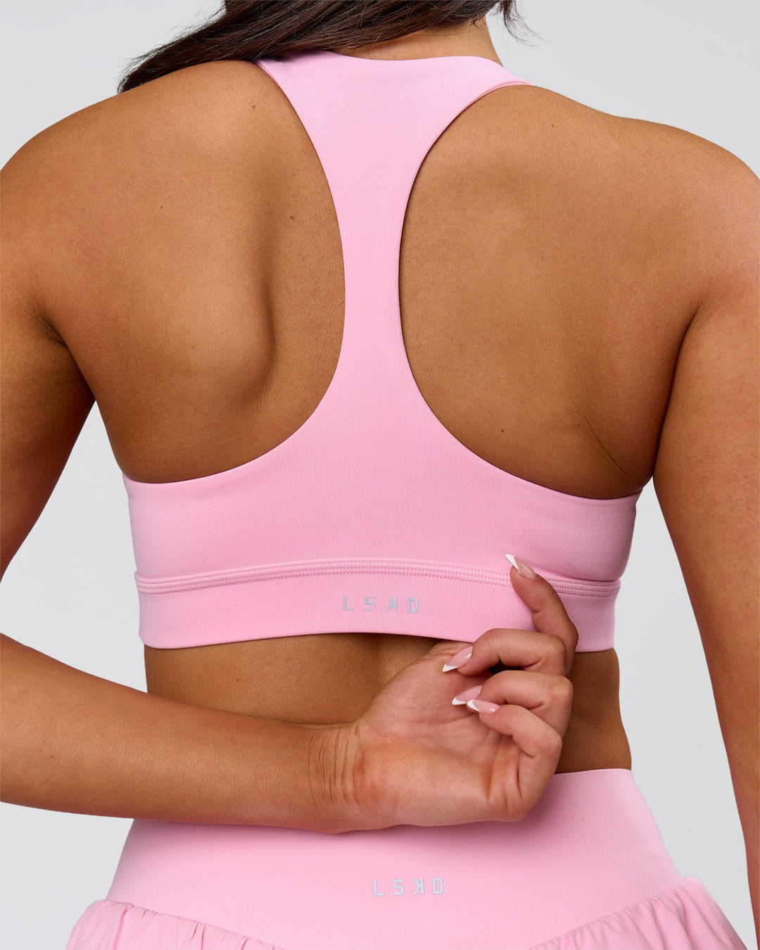 Woman wearing Flow Sports Bra - Pink Rose | Model:Bianca | Size:S - view 5