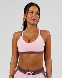 Woman wearing Force Sports Bra - Marshmallow-Cocoa Powder | Model:Bianca | Size:S | Thumbnail Index: 1