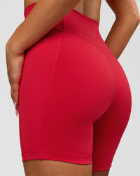 Woman wearing Fusion Ultra High-Rise 6" Short Pockets - Scarlet | Model:Bianca | Size:S | Thumbnail Index: 8