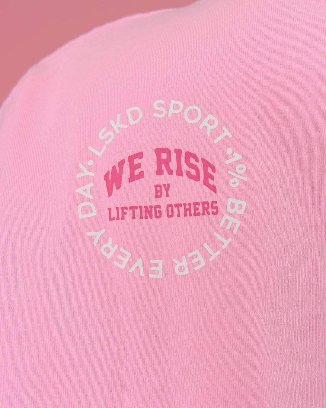 Woman wearing Go-To Heavyweight FLXCotton Graphic Skimmer Tee - Pink Rose-We Rise | Model:Bianca | Size:S - view 7