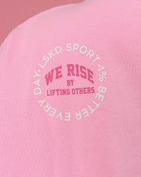 Woman wearing Go-To Heavyweight FLXCotton Graphic Skimmer Tee - Pink Rose-We Rise | Model:Bianca | Size:S | Thumbnail Index: 6