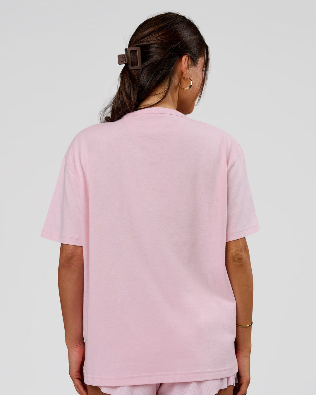 Woman wearing LSKD Fitness Club Heavyweight Oversized Tee - Marshmallow-Off White | Model:Bianca | Size:S - view 3